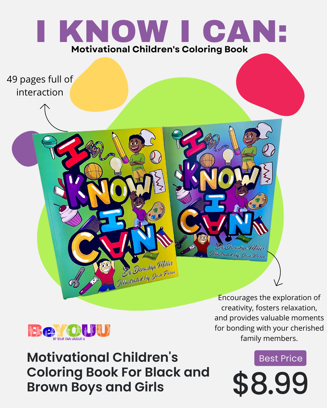 Yes I Can An Inspirational Coloring Book for Boys and Girls: Kids  Inspirational Quotes Coloring Book for Girls and Boys with Motivational and